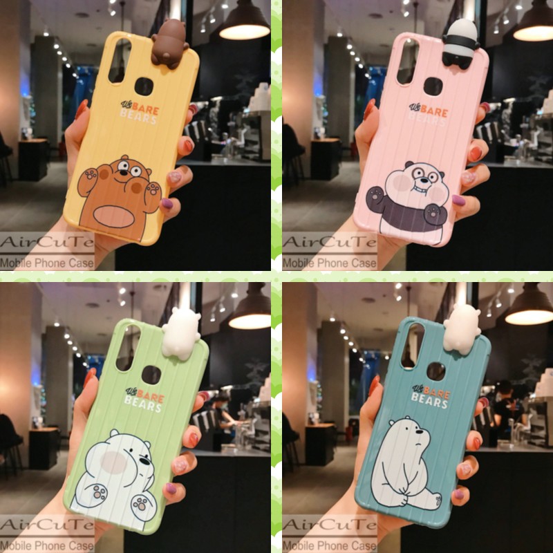 Ốp lưng OPPO A91 A83 A71 A37 A37F F11 F7 F5 F1S Reno 3 Realme 6 5 3 C11 Pro 2020 3D Trunk Cute Bear Soft Case Cover+Bear Doll