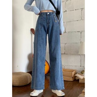 [ORDER]  Quần jeans ống rộng có dây trang trí