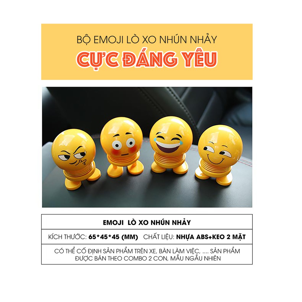 Thú nhún Emoji Lò Xo lắc đầu hình biểu tượng cảm xúc- Trang trí xe ô tô, bàn làm việc- Thị trấn đồ chơi