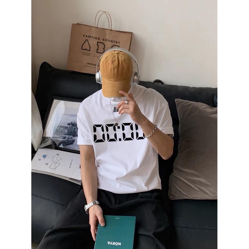 Áo Thun UNISEX Nam Nữ 0 GIỜ 0 PHÚT màu xanh lá dáng rộng