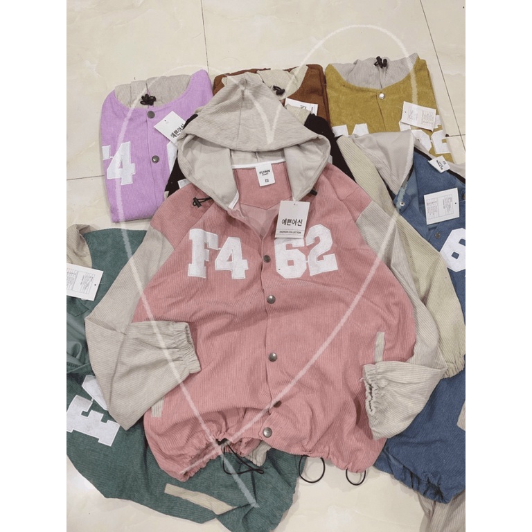 Áo Khoác Nhung Nữ F462 Có Nón Khác Màu Chất Nhung Tăm Mát Sịn Logo Thêu Form Chuẩn Mặc Mát Thoáng [NEW UNISEX]