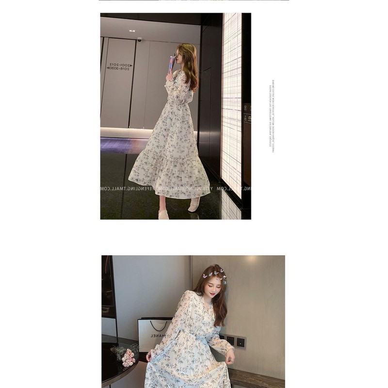 Váy Hoa Nhí Maxi Fullbox Bèo Cổ Sơ Mi Váy Maxi Chân Cá MS158