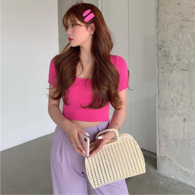 (Video) Áo croptop cổ vuông body
