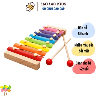 Đàn gỗ 8 thanh cho bé nhiều màu sắc, khung đàn gỗ, thanh đàn kim loại chắc chắn