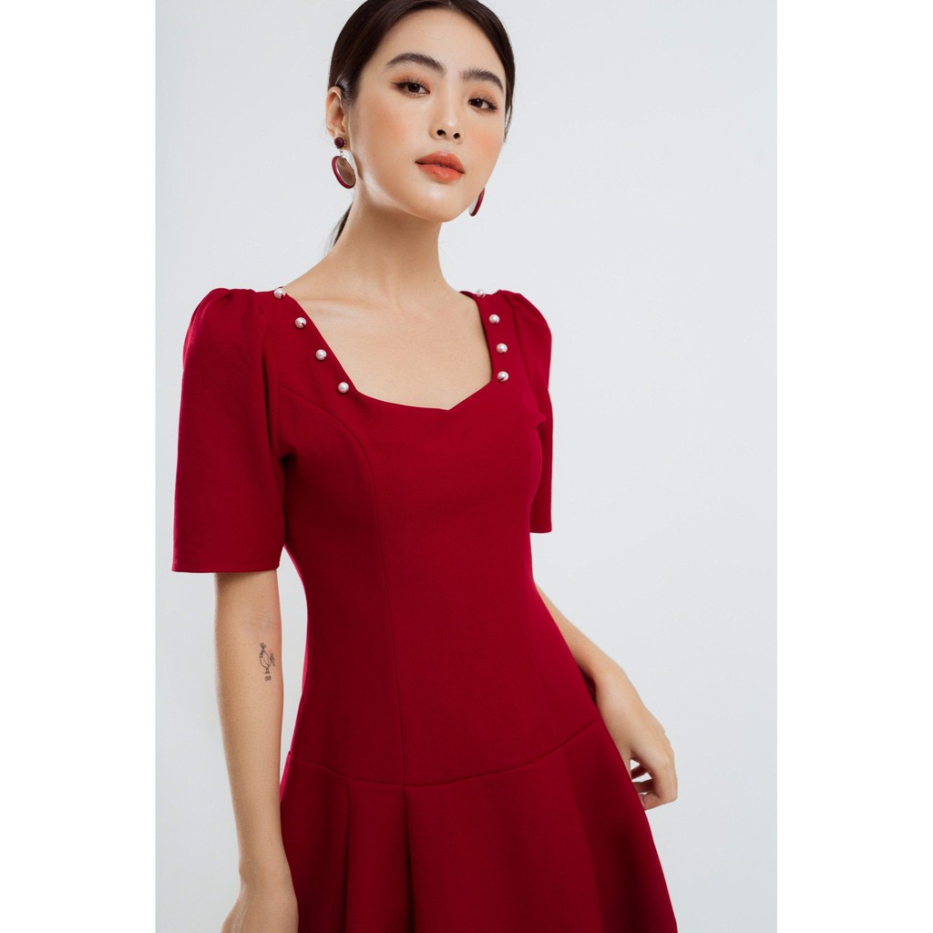 Đầm Xếp Li Cổ Vuông Dáng Xoè EDINI - D1219 | BigBuy360 - bigbuy360.vn