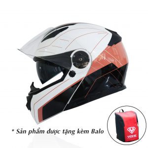 [BÁN SỈ] Mũ Bảo Hiểm FullFace Lật Hàm Yohe 950 White Orange/Black mũ Phượt - nón bảo hiểm xe Motor. [BÁN SỈ] Mũ Bảo Hiểm