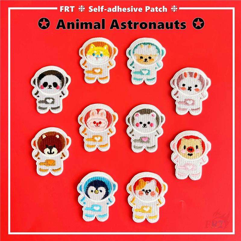 ☸ Miếng Dán Hình Phi Hành Gia Động Vật Nhỏ:Rabbit / Gấu Bắc Cực / Gấu Trúc / Chim Cánh Cụt / Cừu Tự Dính ☸ 1 Miếng Dán Ủi Lên Áo Hình Huy Hiệu Quần Áo (4CM*5CM)