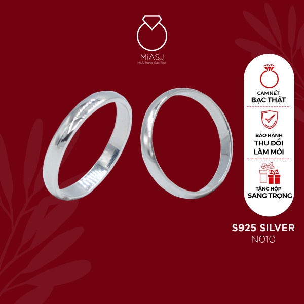 Nhẫn trơn nhẫn cặp nam nữ Bạc Ý S925 MiASJ N010