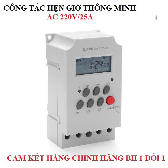 Công tắc hẹn giờ thông minh 25A tắt mở tự động máy bơm,quạt,động cơ lớn - ổ cắm hẹn giờ