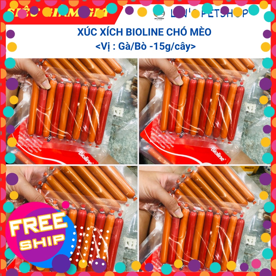 Xúc xích dinh dưỡng Bioline 15g cho Chó Mèo bổ sung dinh dưỡng