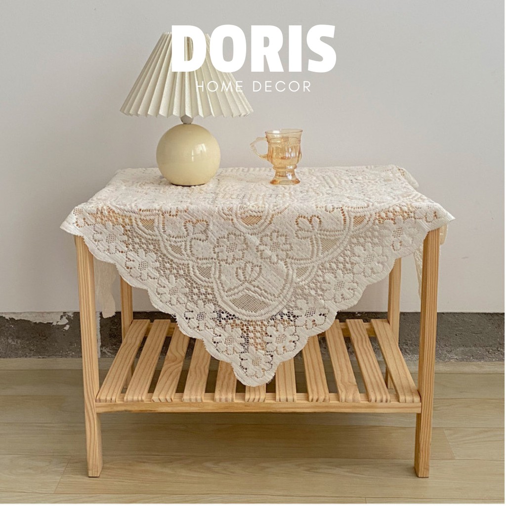 Khăn trải bàn thêu ren, vintage trang trí tab đầu giường phong cách Hàn Quốc - Doris.decor