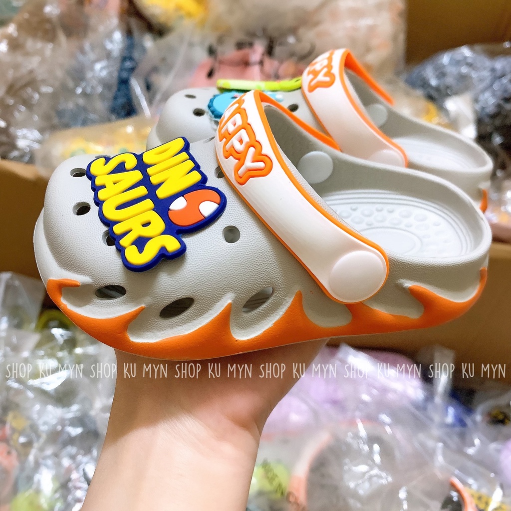 Dép cho bé Khủng long Dino, sục cross cho bé trai bé gái siêu nhẹ chống trơn trượt chính hãng DB10