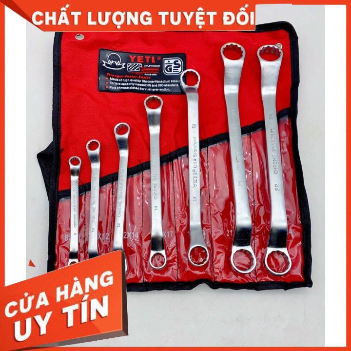 ✽Hàng Chính Hãng✽ Bộ cờ lê, Bộ Chòng 7 cây Yeti chính hãng từ 8mm-24mm✽Chất liệu thép cao cấp chống gãy, chống rỉ sét