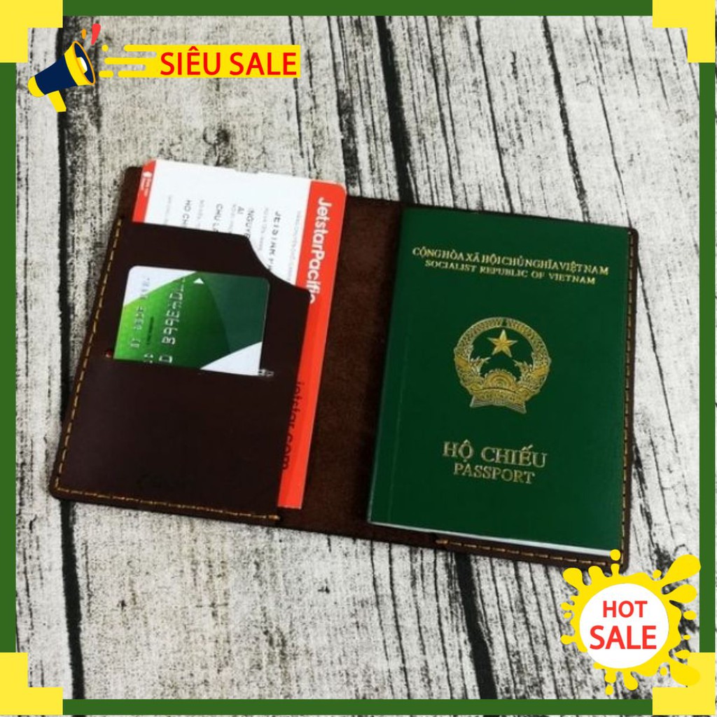 [Xả Kho] Ví đựng passport da bò, bao đựng hộ chiếu da bò thật 100% handmade Zachi PP526