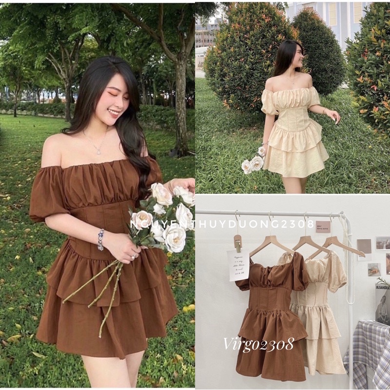 [HÀNG SẮN]VÁY ĐŨI LINEN TRỄ VAI “UNI” CÚP NGỰC BỒNG XOÈ TIỂU THƯ