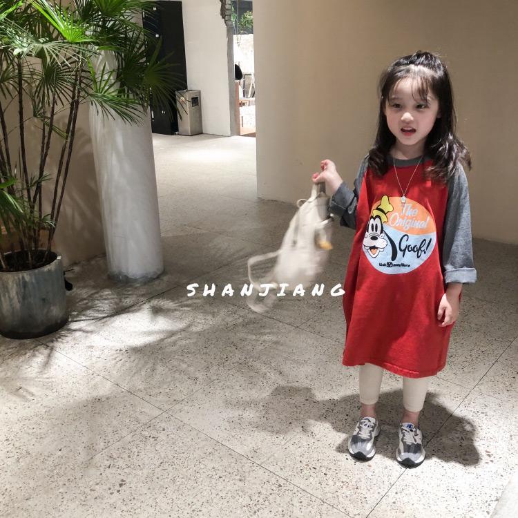 Hàng Mới Về Đầm Thun Dáng Rộng Tay Dài In Họa Tiết Hoạt Hình Phong Cách Phương Tây Thời Trang Xuân Thu Cho Bé Gái