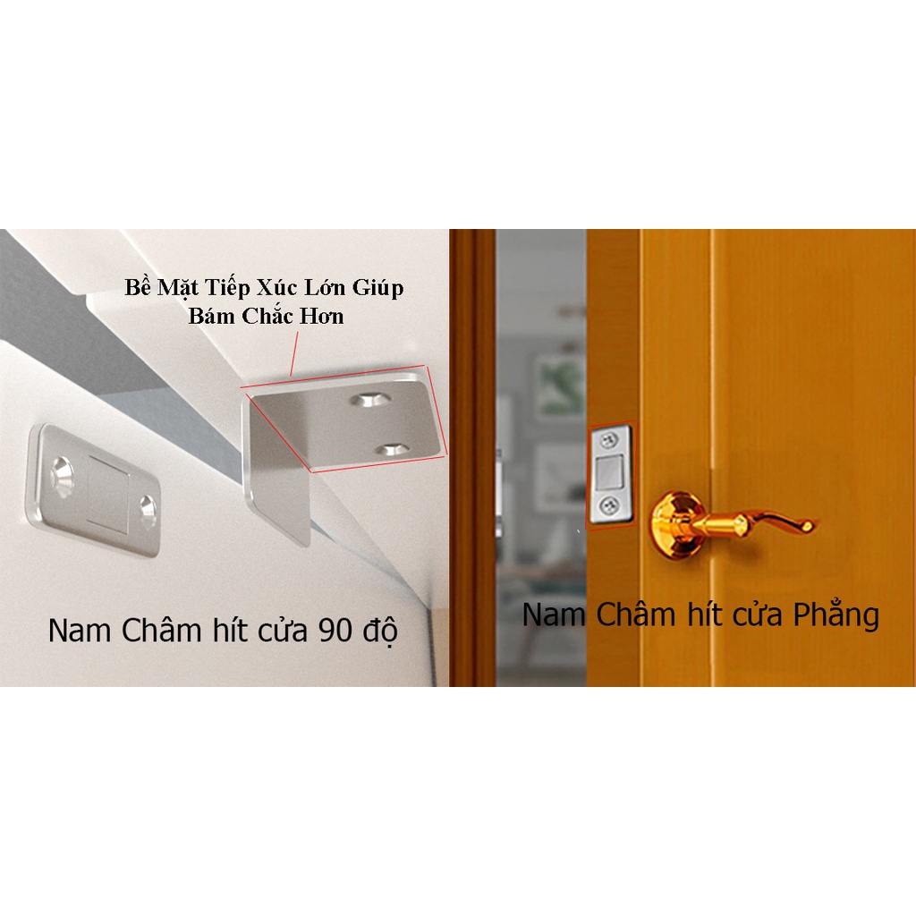 Nam Châm Hít Giữ Ngăn Kéo Cửa Tủ Vuông 90 Độ KUNBE, Chắc Chắn, Không Cần Khoan