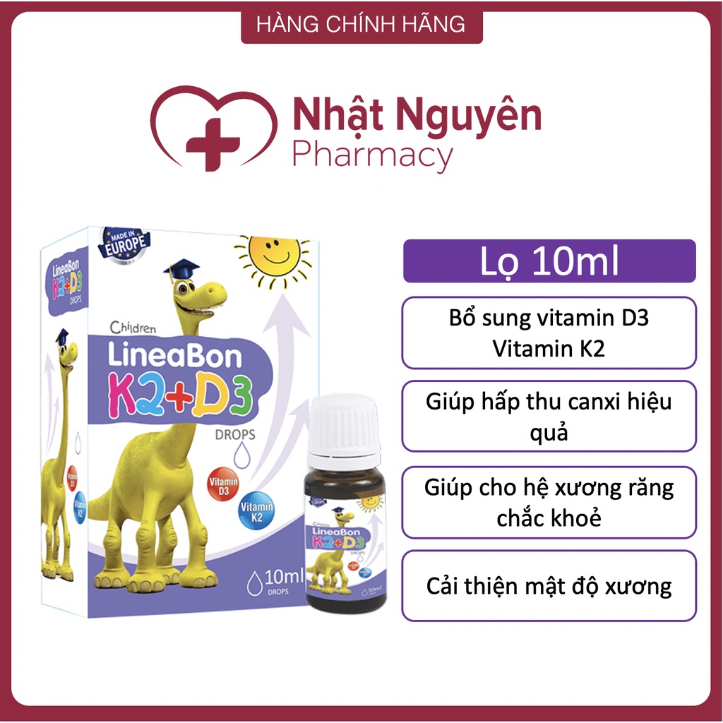 [Hàng chính hãng] LineaBon K2+D3-Bổ sung vitamin K2,D3.Tăng cường hấp thu canxi tối đa ( Lọ 10ml )-Trẻ cao lớn khoẻ manh