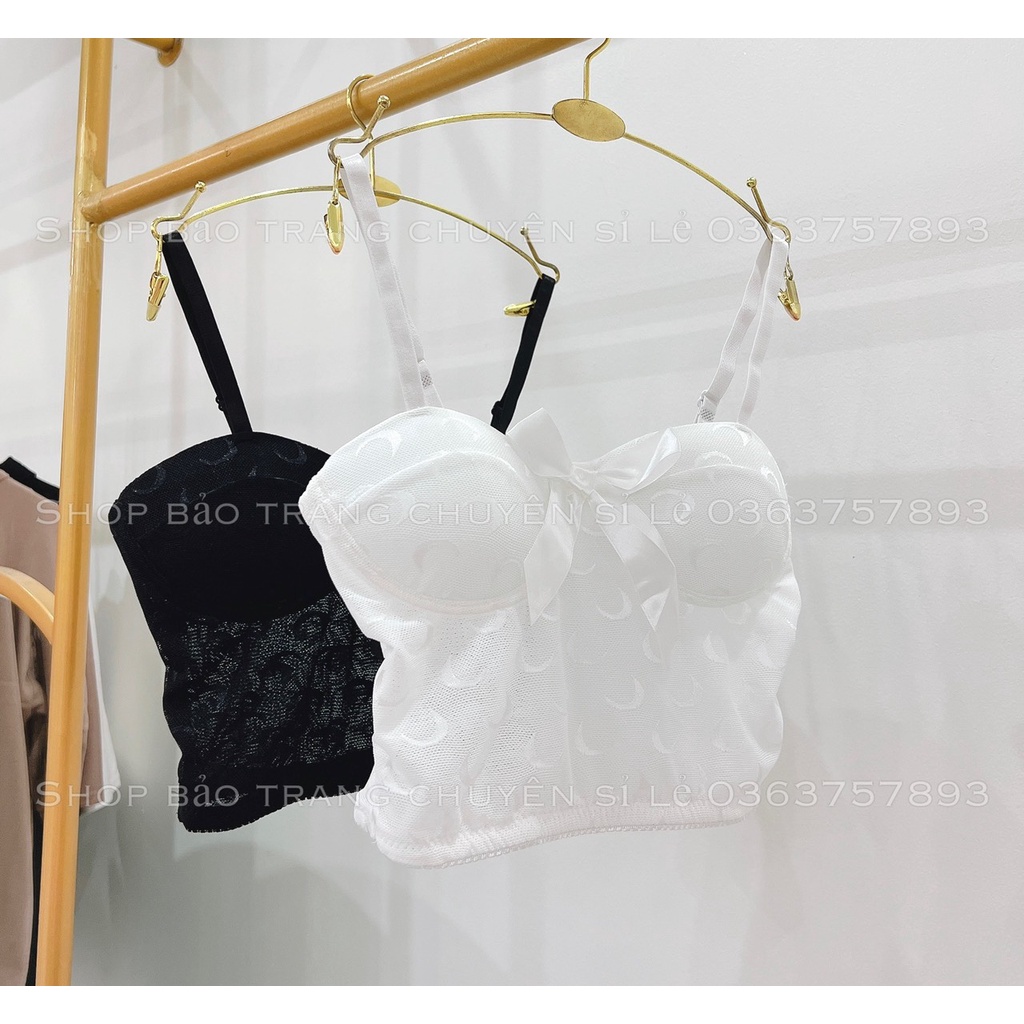 Bra 2 Dây Cúp Ngực Gợi Cảm Sexy Kiểu Dáng Trẻ Trung Ren Hình Mặt Trắng
