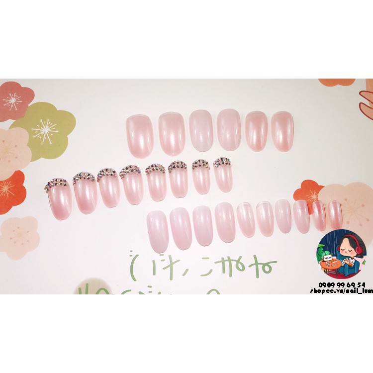 Móng Giả - Nail 3D Dài - Đính Đá [Sẵn Keo - Đóng Hộp 24 Mẫu Đủ Size]