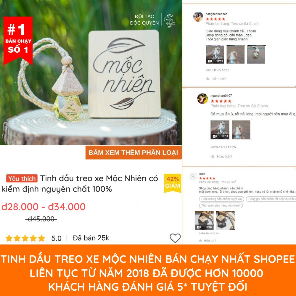 Tinh dầu 5ml, 10ml, treo xe, chai kẹp Mộc Nhiên có kiểm định nguyên chất 100% | BigBuy360 - bigbuy360.vn