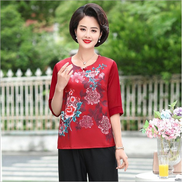 ÁO SƠ MI VOAN TRUNG NIÊN THÊU HOA CAO CẤP