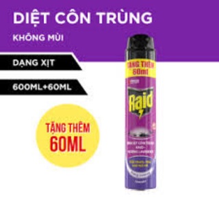Bình xịt côn trùng Raid hương Lavender 600 ml + 60 ml