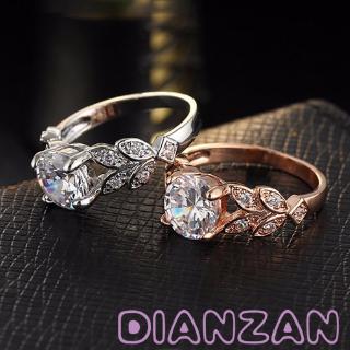 Nhẫn thời trang bằng bạc 925 màu vàng hoa hồng hình chiếc lá cho nữ