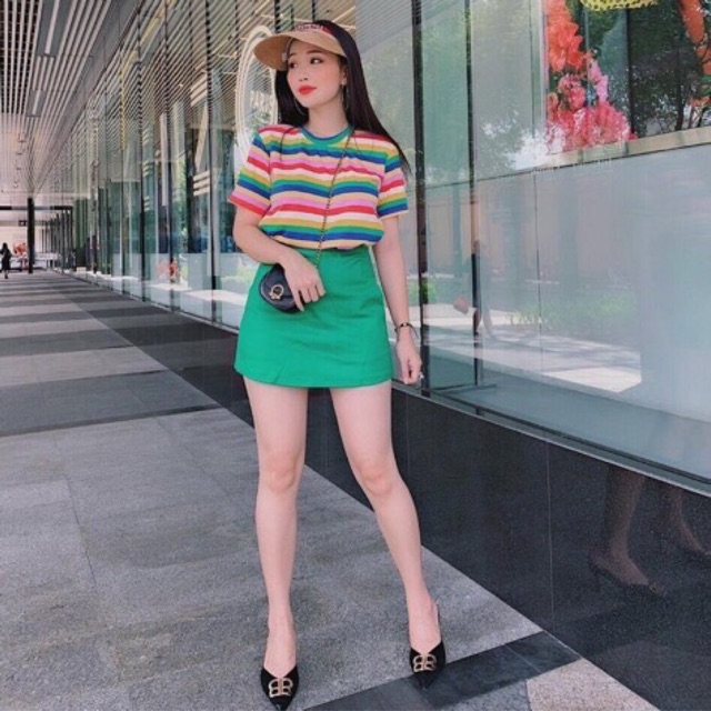 Set áo thun + váy cầu vồng