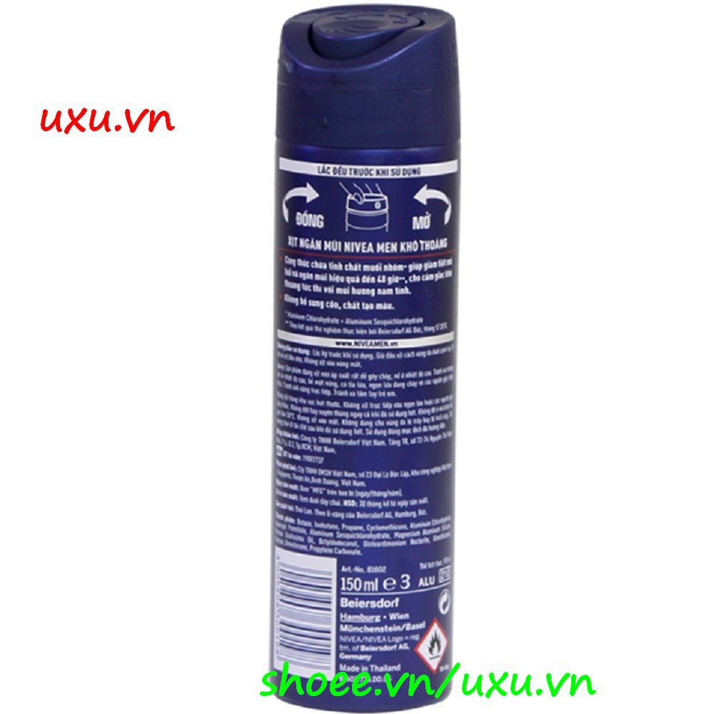 Xịt Khử Mùi Nam 150Ml Nivea Dry Impact Khô Thoáng, Với uxu.vn Tất Cả Là Chính Hãng.