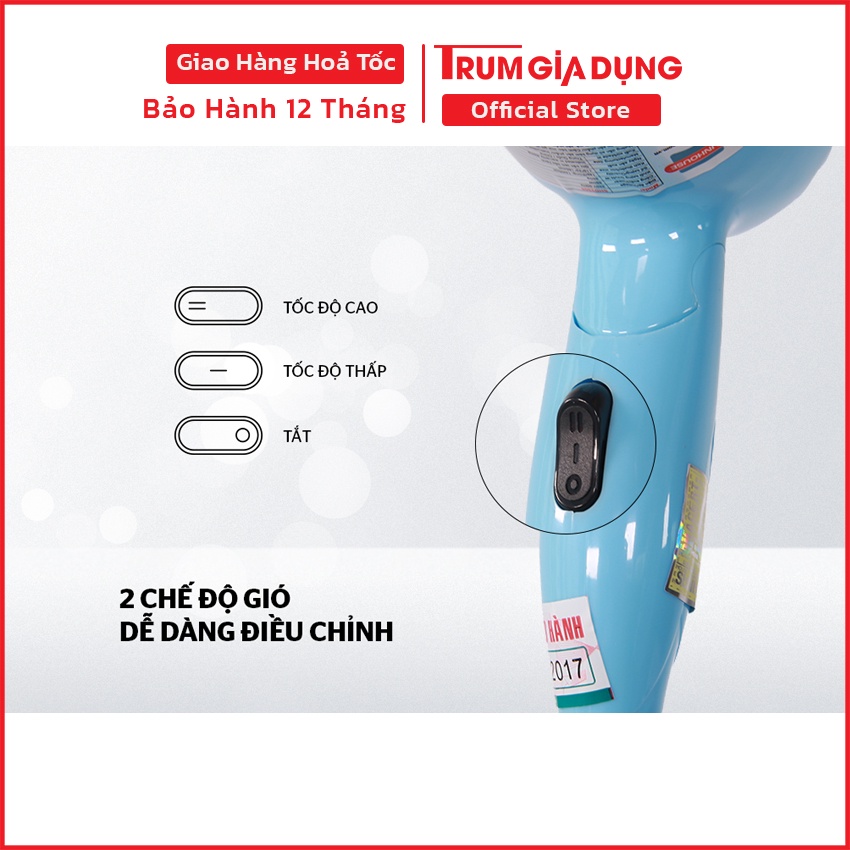 Máy sấy tóc Sunhouse SHD2305, máy sấy công suất 650w, chế độ gió mạnh mẽ, tự động ngắt khi quá tải.