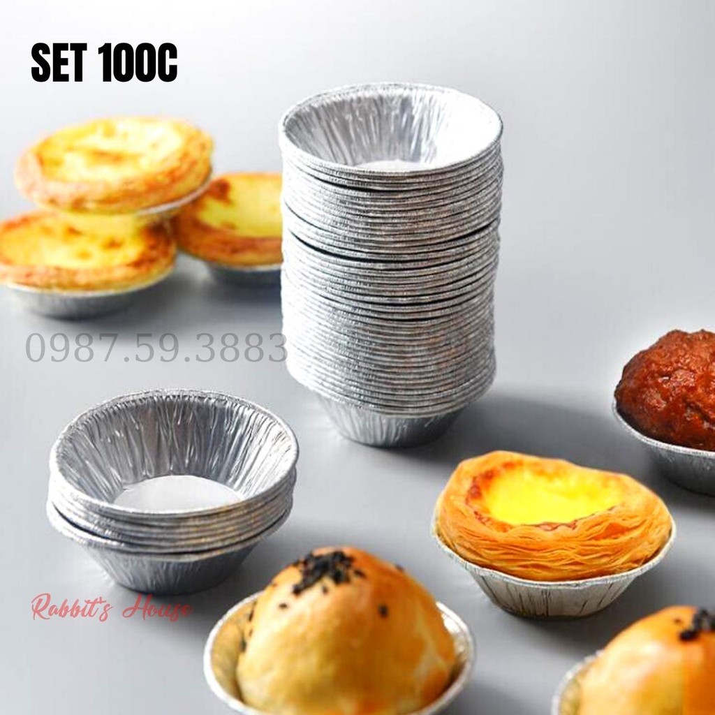 Set 100 Đế Cốc Chén Khuôn giấy bạc nướng thực phẩm, nướng bánh, nướng hàu...