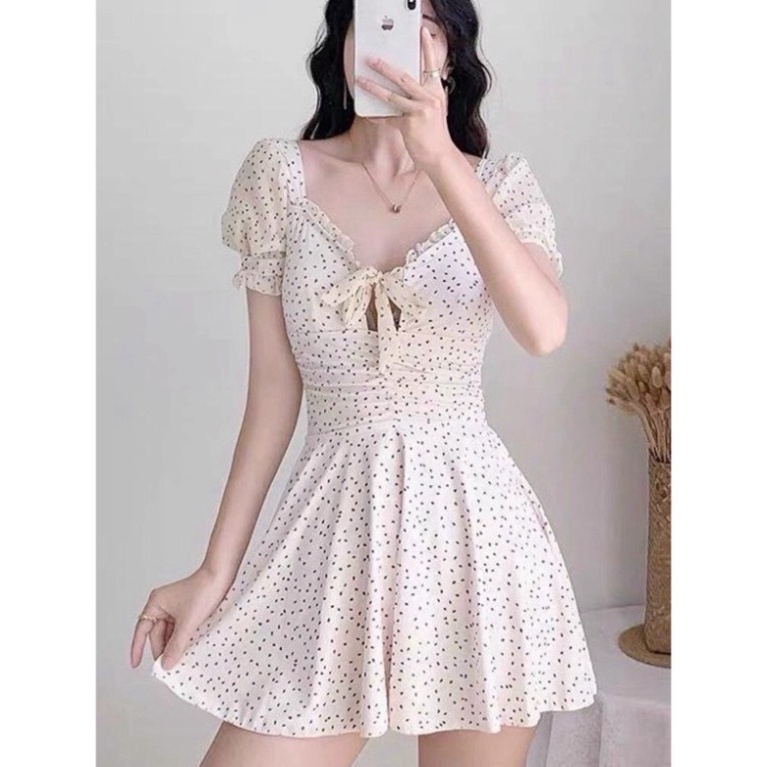 Bikini 1 mảnh Nữ  kín đáo LUHAZO đi biển Đan lưng Tay Phồng 6109&amp;8054 DK2T401