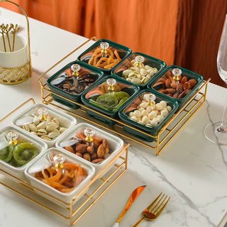 Khay mứt sứ nắp thuỷ tinh