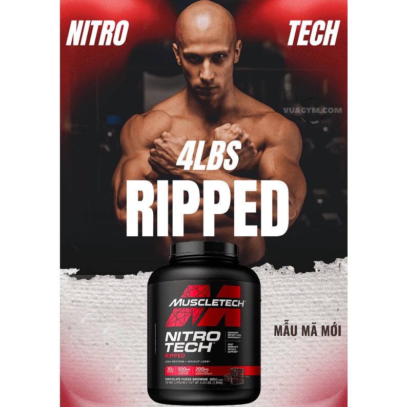 Nitrotech Ripped Sữa Tăng Cơ Bắp Và Đốt Mỡ NitroTech Ripped 4lbs Tăng Cơ Giảm Mỡ - Authentic 100%