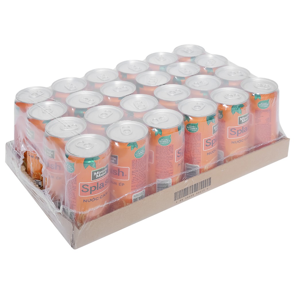 Thùng 24 lon nước cam ép Minute Maid Splash Teppy 320ml - Vị thơm ngon mát lành như từ những trái cam bổ dưỡng nhất