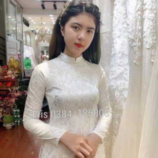 Áo dài lụa tơ hoa nhí(ảnh thật)
