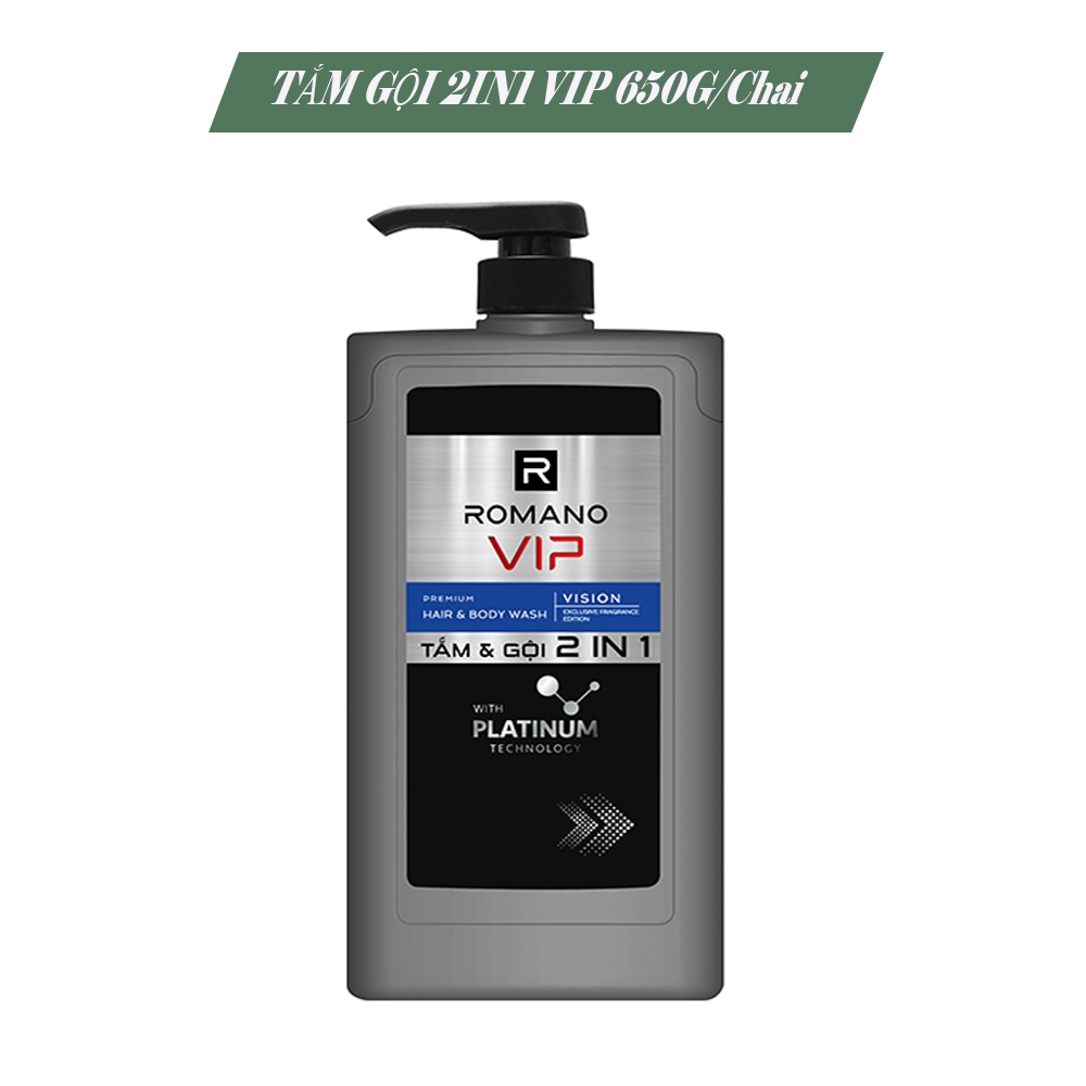 Tắm Gội 2in1 Romano Vip Hương Nước Hoa cao Cấp 650g/chai