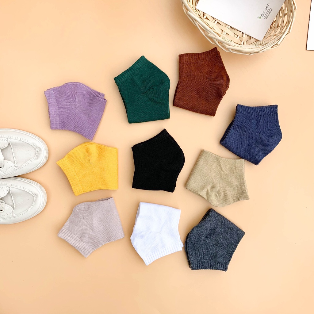 Tất cổ ngắn nữ sét 10 đôi phong cách Hàn Quốc, vớ nữ chất liệu cotton thoáng mát- Cherry Shop