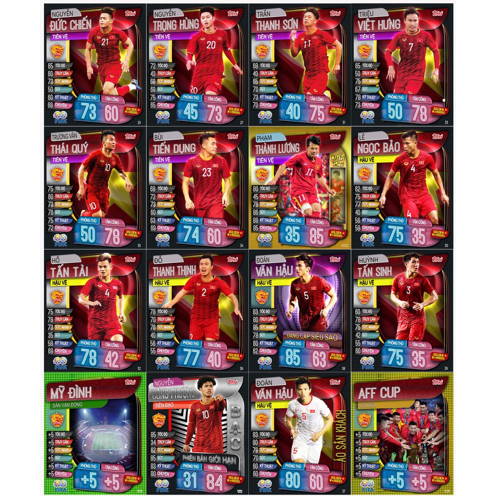 Thẻ Extra Match Attax size poca tuyển Việt Nam 2019-2020