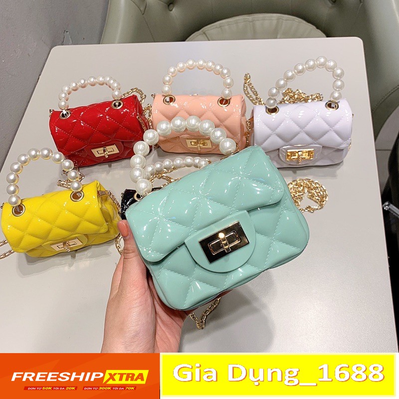 Túi nhựa mini quai ngọc siêu bền💚CAM KẾT CHUẨN💚Túi quai ngọc trai nhân tạo