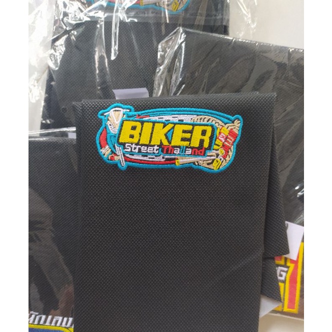 Da yên Thái chữ thêu BIKER bọc xe tay ga