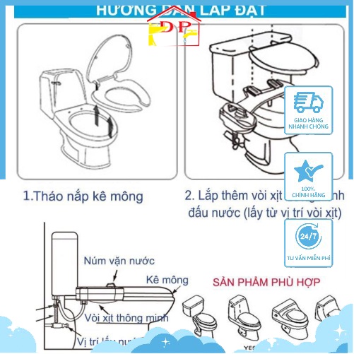 Thiết bị vệ sinh thông minh Bidet công nghệ Hàn Quốc, vòi rửa vệ sinh thông minh Bidet - bảo hành 24 tháng