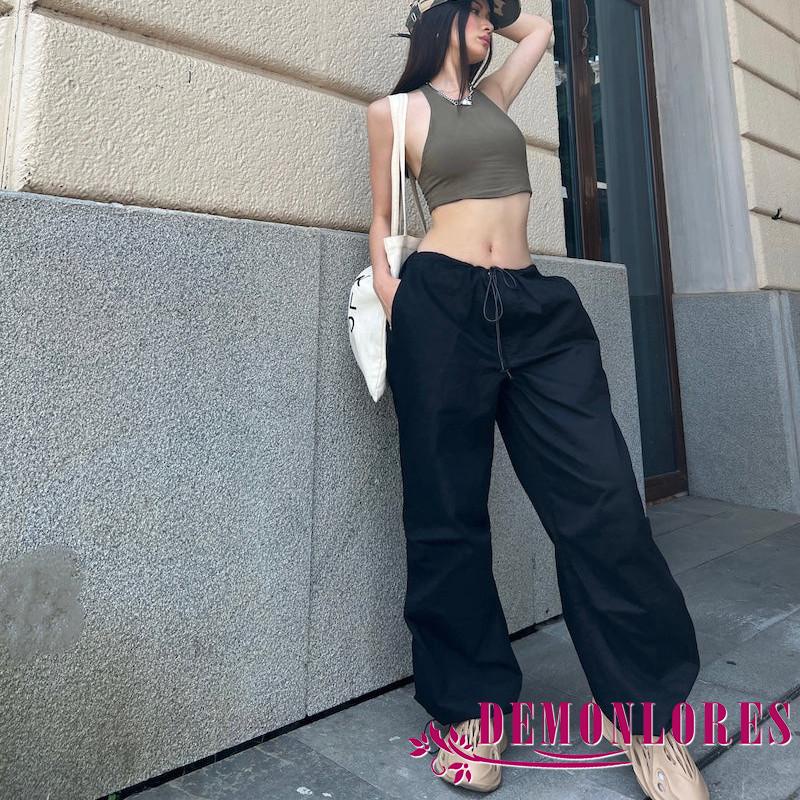 Quần Dài Dáng Rộng Lưng Thun Dây Rút Thời Trang Mùa Xuân Cho Nữ