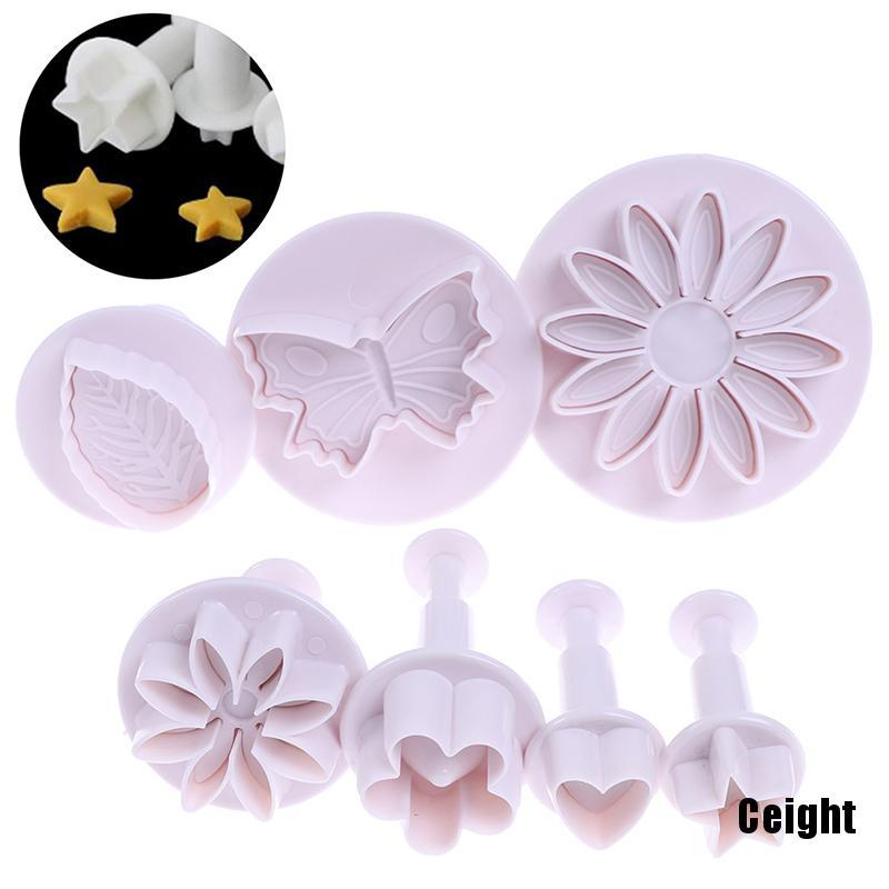 Khuôn Nhựa Nhấn Kẹo Đường Hình Bông Hoa Trang Trí Bánh Kem