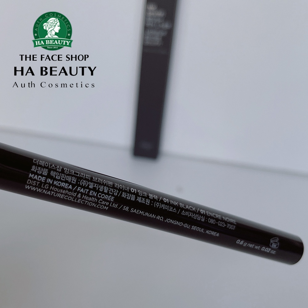 Bút kẻ mắt nước không trôi chống nước chống lem đầu cọ mảnh The Face Shop Ink Graffi Brush Pen Liner 0.6g