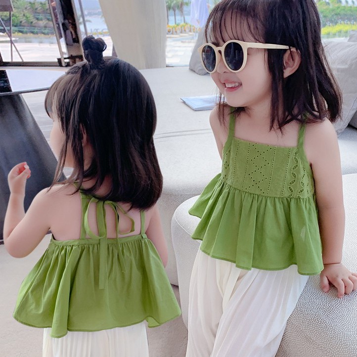 Áo hai dây thời trang mùa hè kiểu Hàn Quốc thoải mái dành cho bé gái