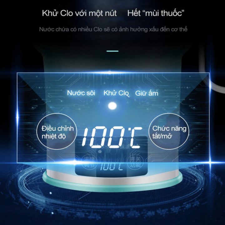 Bình đun nước siêu tốc gấp gọn có màn hình