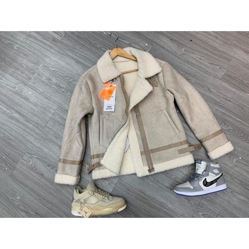 Áo Khoác jacket Da lộn lót lông siêu ấm