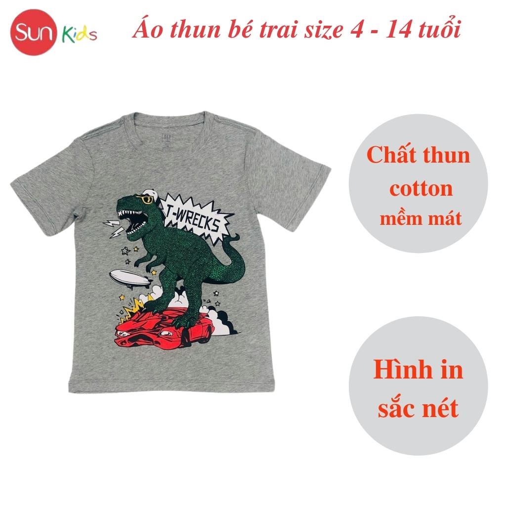 Áo thun bé trai, áo phông cho bé trai chất cotton nhiều màu, size 4-14 tuổi - SUNKIDS